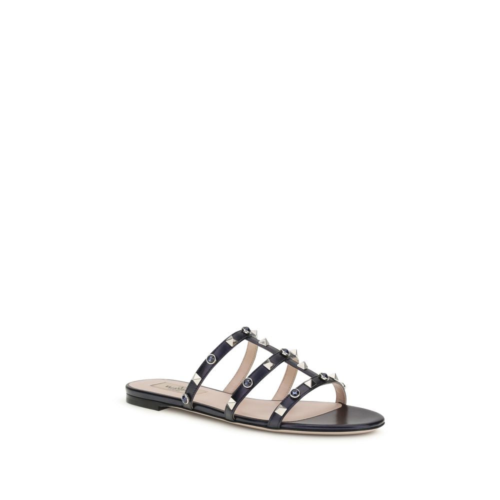 Valentino Garavani Blue Goatskin Flat Sandals