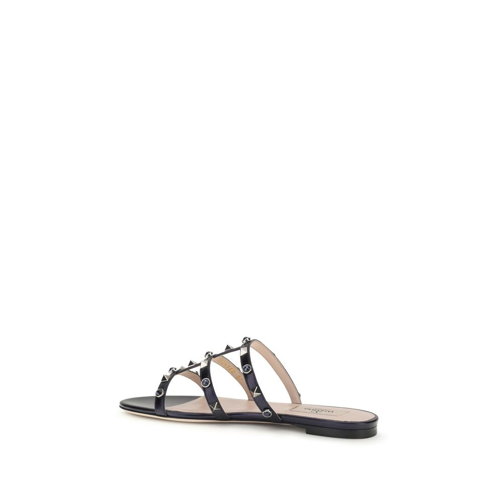 Valentino Garavani Blue Goatskin Flat Sandals
