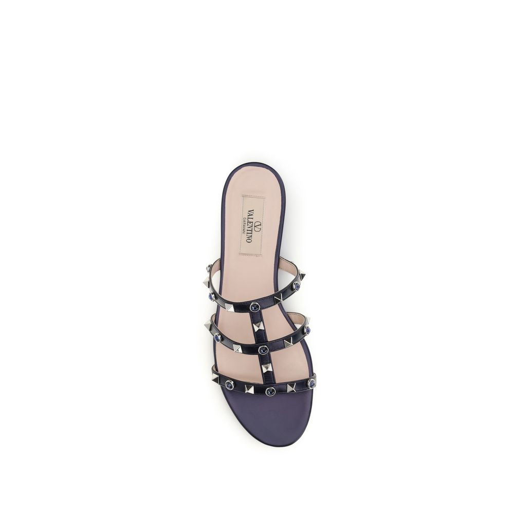 Valentino Garavani Blue Goatskin Flat Sandals