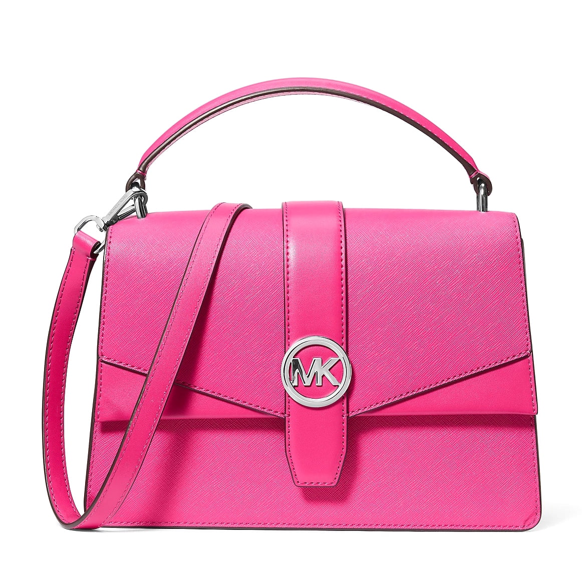 Michael Kors Outlet Greenwich Medium Saffiano Leather Satchel - DragonFruit