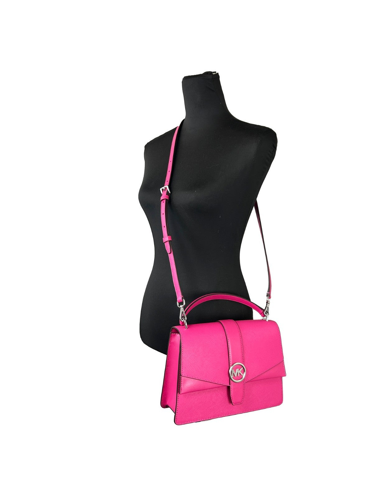 Michael Kors Outlet Greenwich Medium Saffiano Leather Satchel - DragonFruit