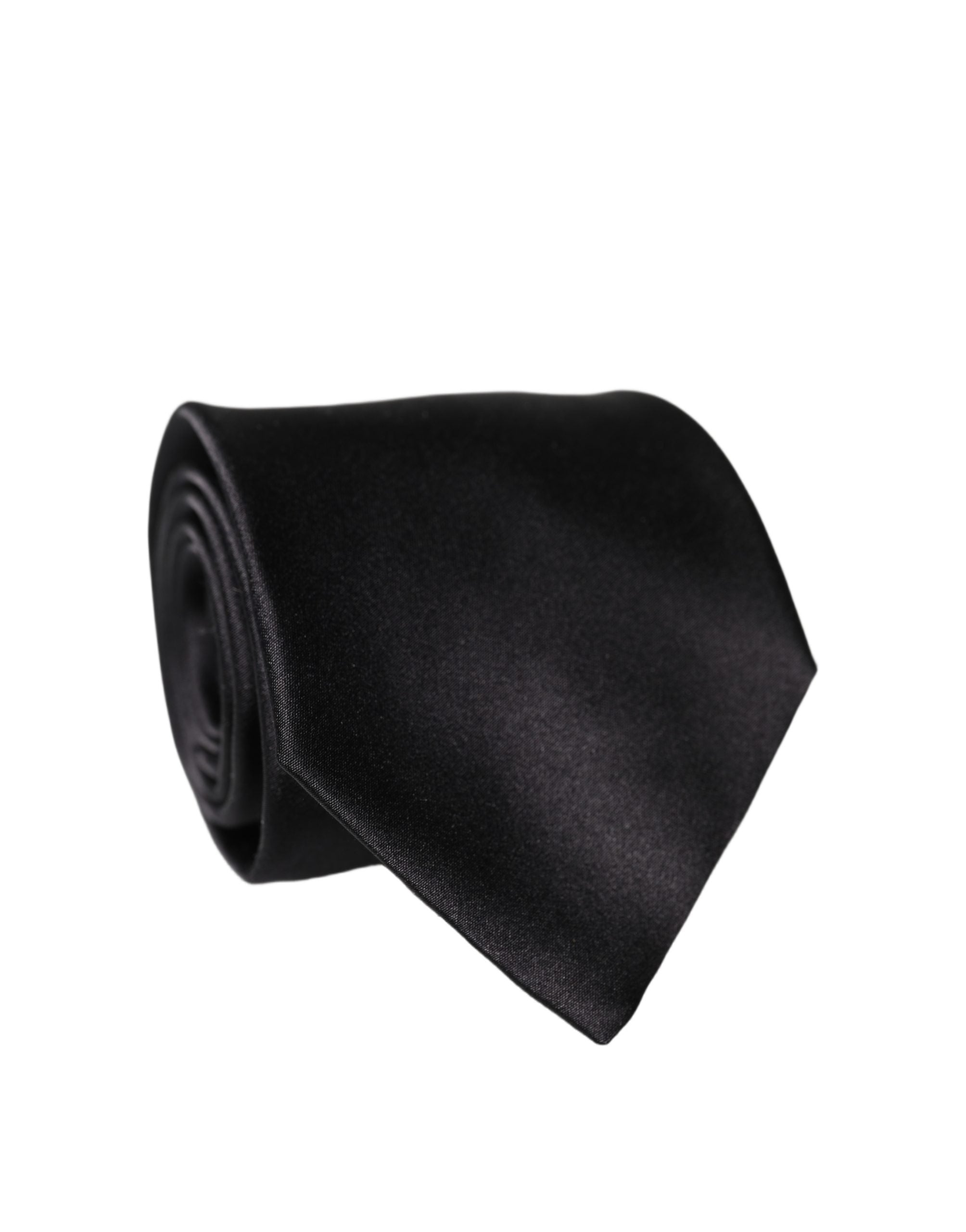Dolce & Gabbana Black Satin 100% Silk Adjustable Men Tied Necktie Tie