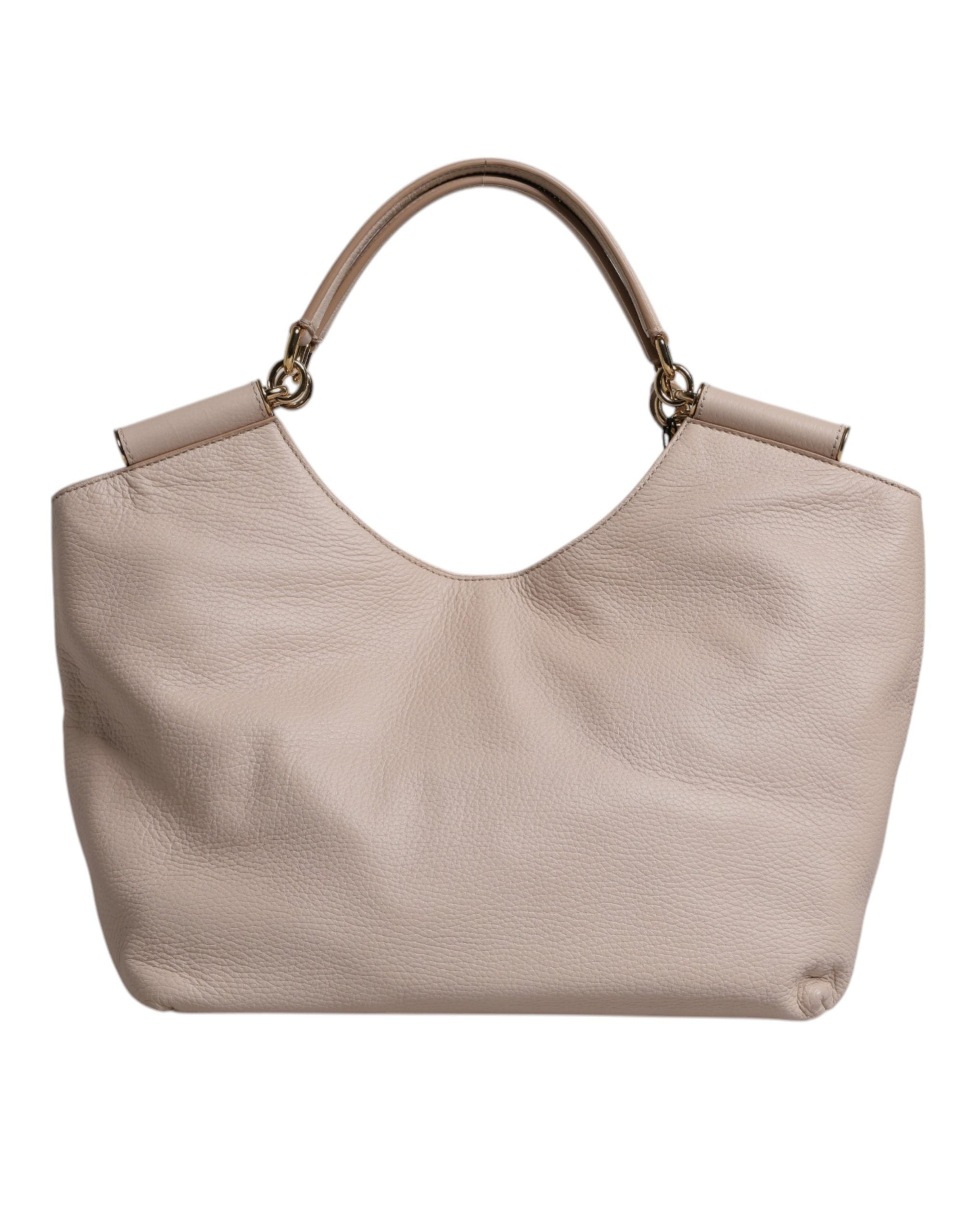 Dolce & Gabbana Light Pink Leather Logo Plaque Tote Shoulder Borse Bag