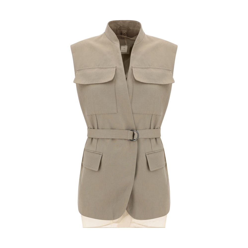 Brunello Cucinelli Beige Cotton Sleveless Jacket
