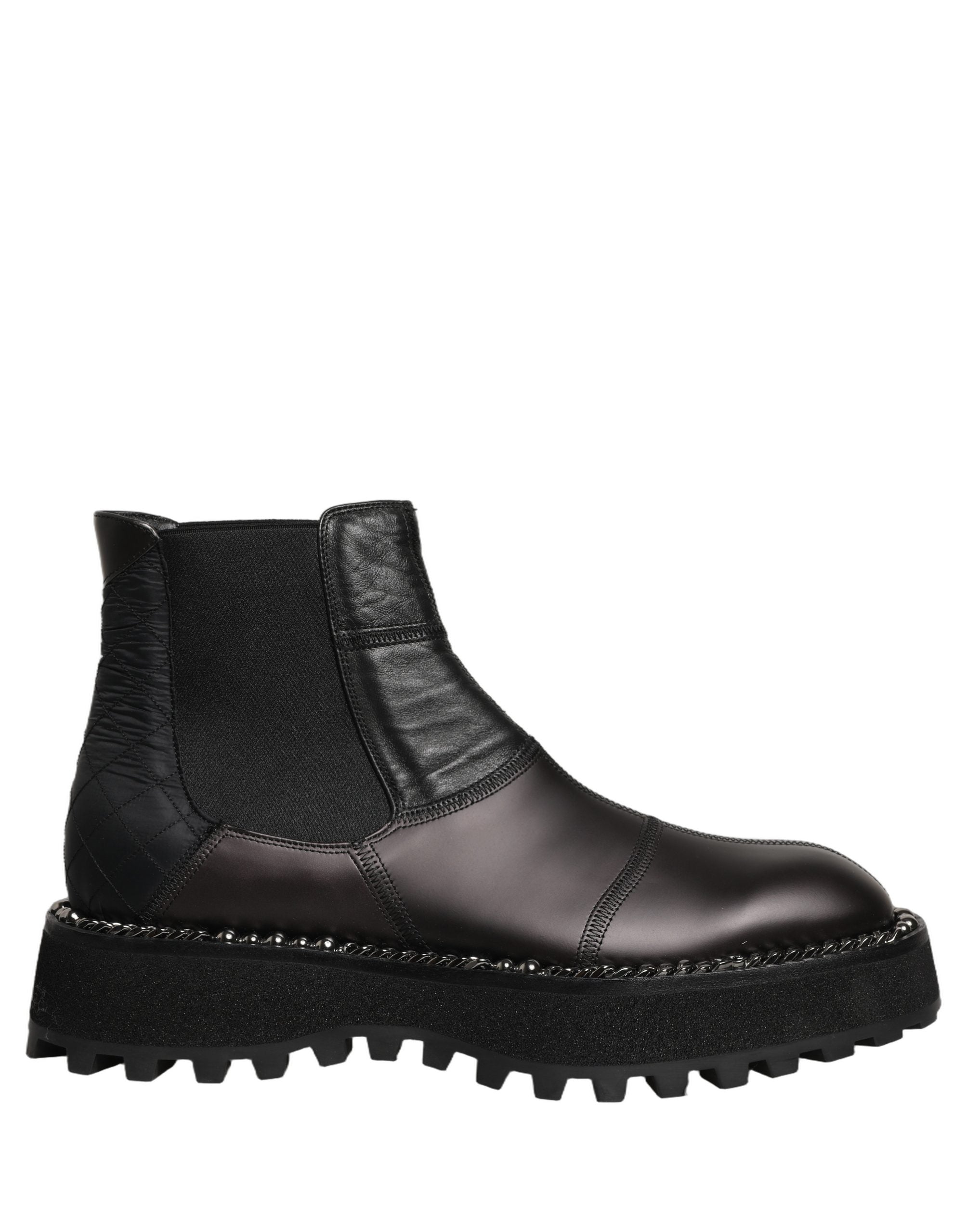 Dolce & Gabbana Black Chelsea Boots Leather Slip On Men Shoes