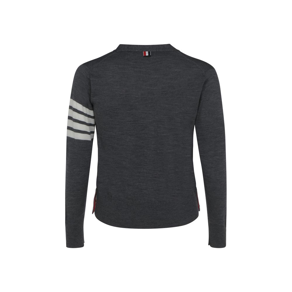 Thom Browne Gray Fleece Wool Cardigan