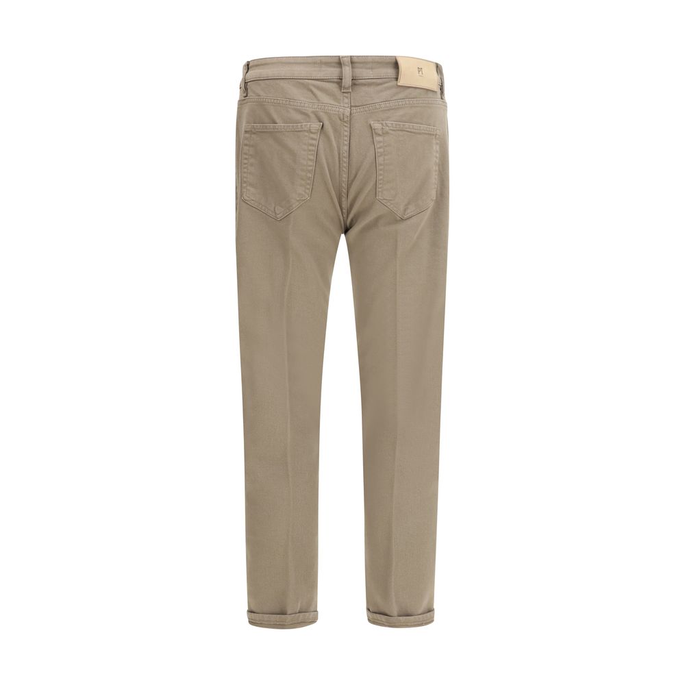 PT Torino Beige Cotton Slim Fit Jeans