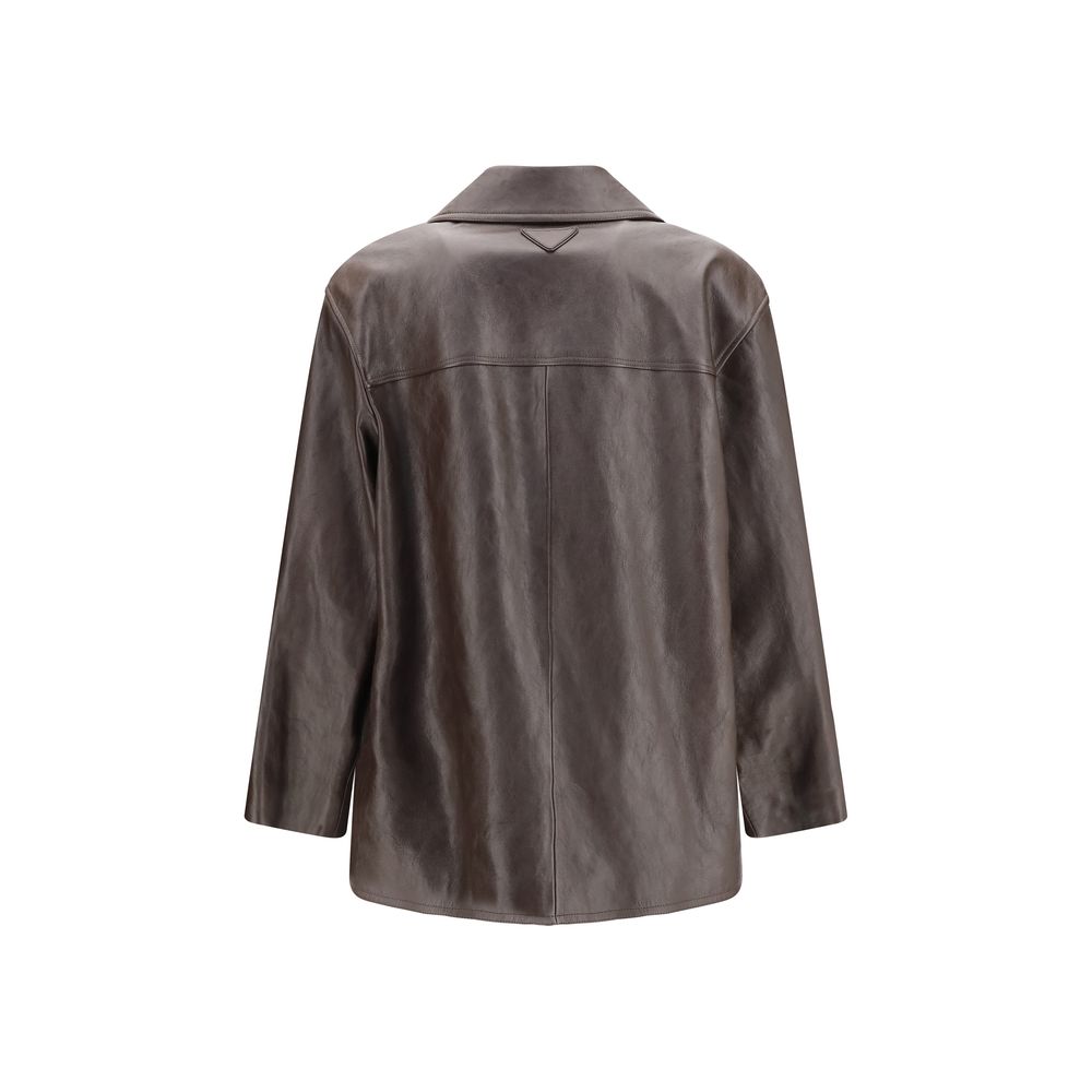 Prada Brown Lamb Leather Leather Jacket