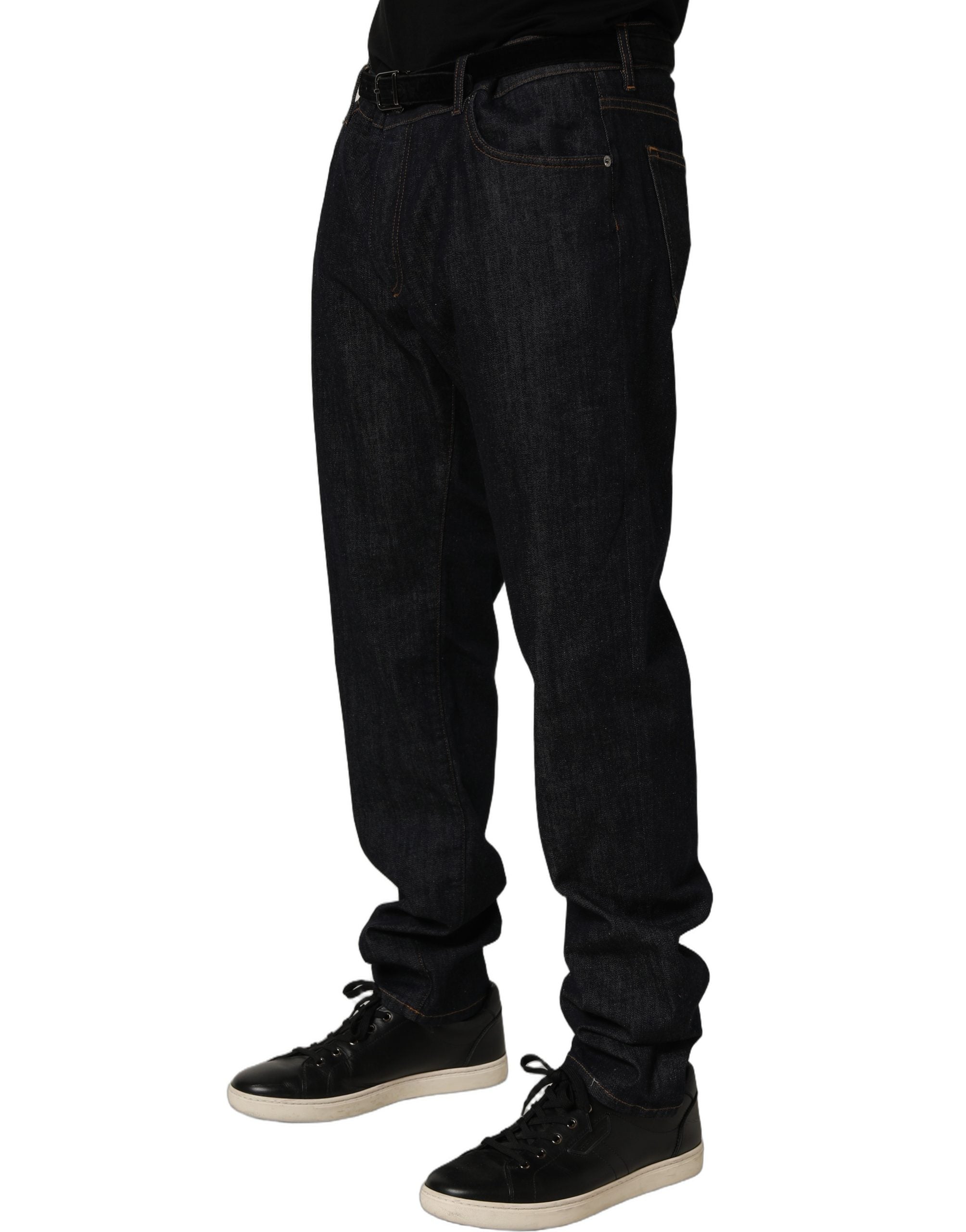 Dolce & Gabbana Dark Gray Cotton Slim Fit Men Denim Jeans