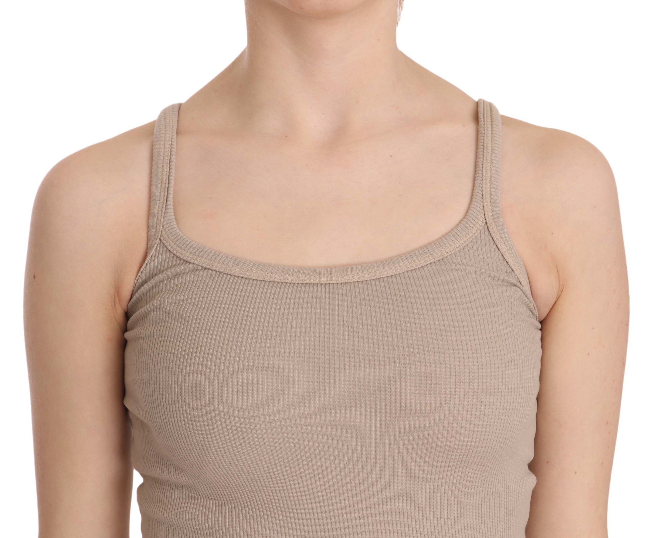 PINK MEMORIES Brown Sleeveless Spaghetti Strap Top Blouse