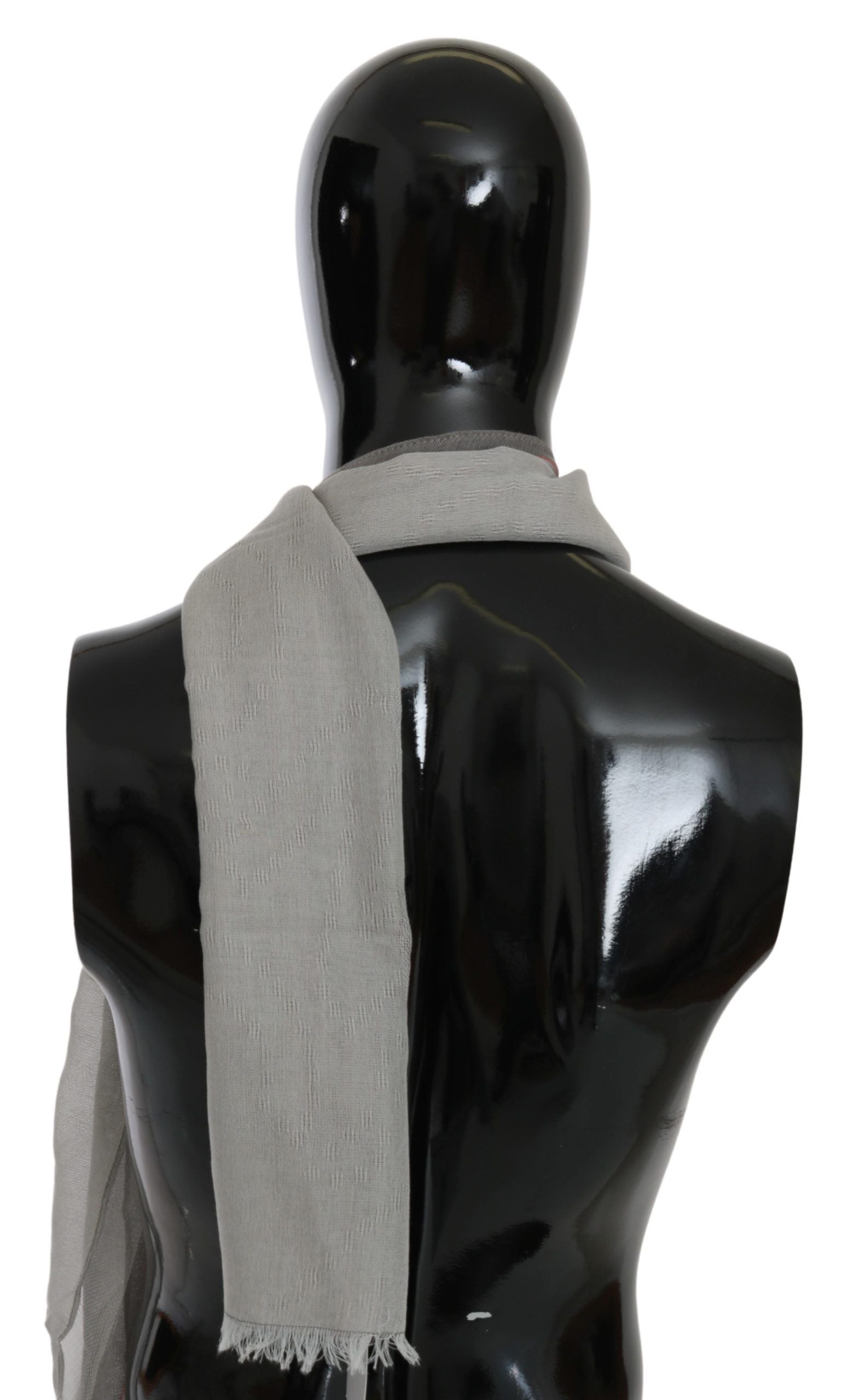 Costume National Gray Fringe Neck Wrap Cotton Scarf