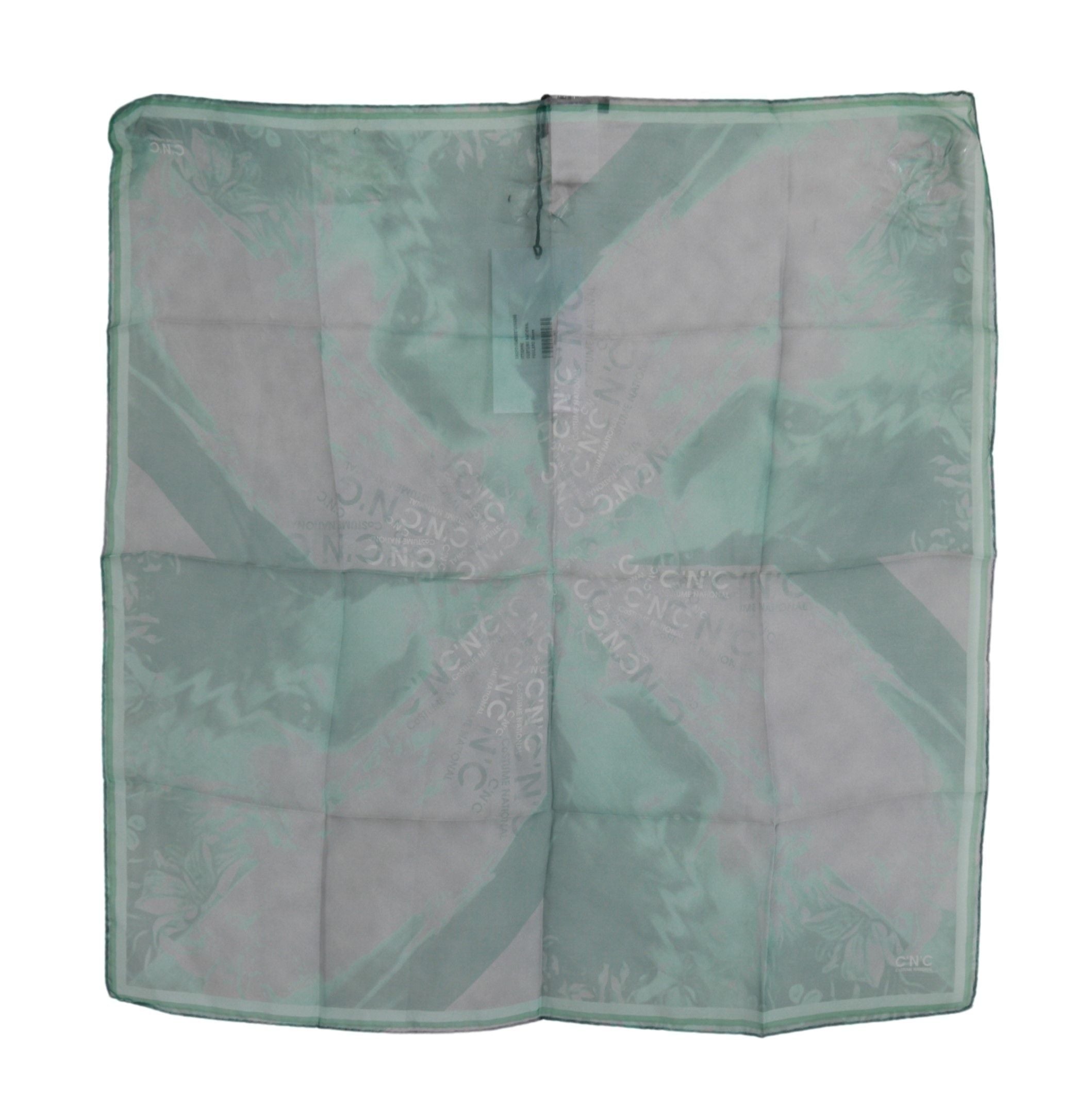 Costume National Green Silk Shawl Foulard Wrap Scarf