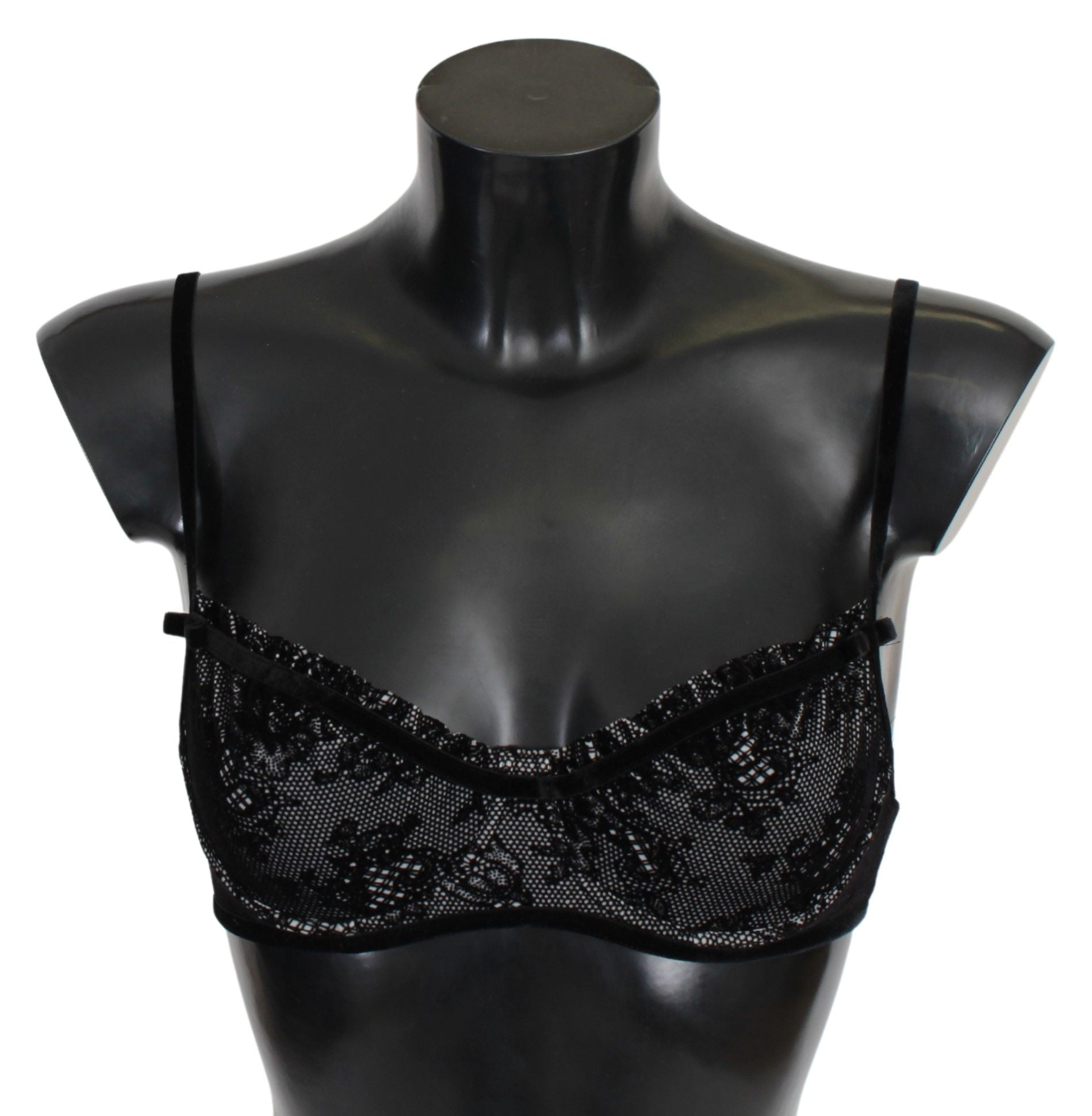 Ermanno Scervino Black Mesh Balconcino Bra Nylon  Underwear