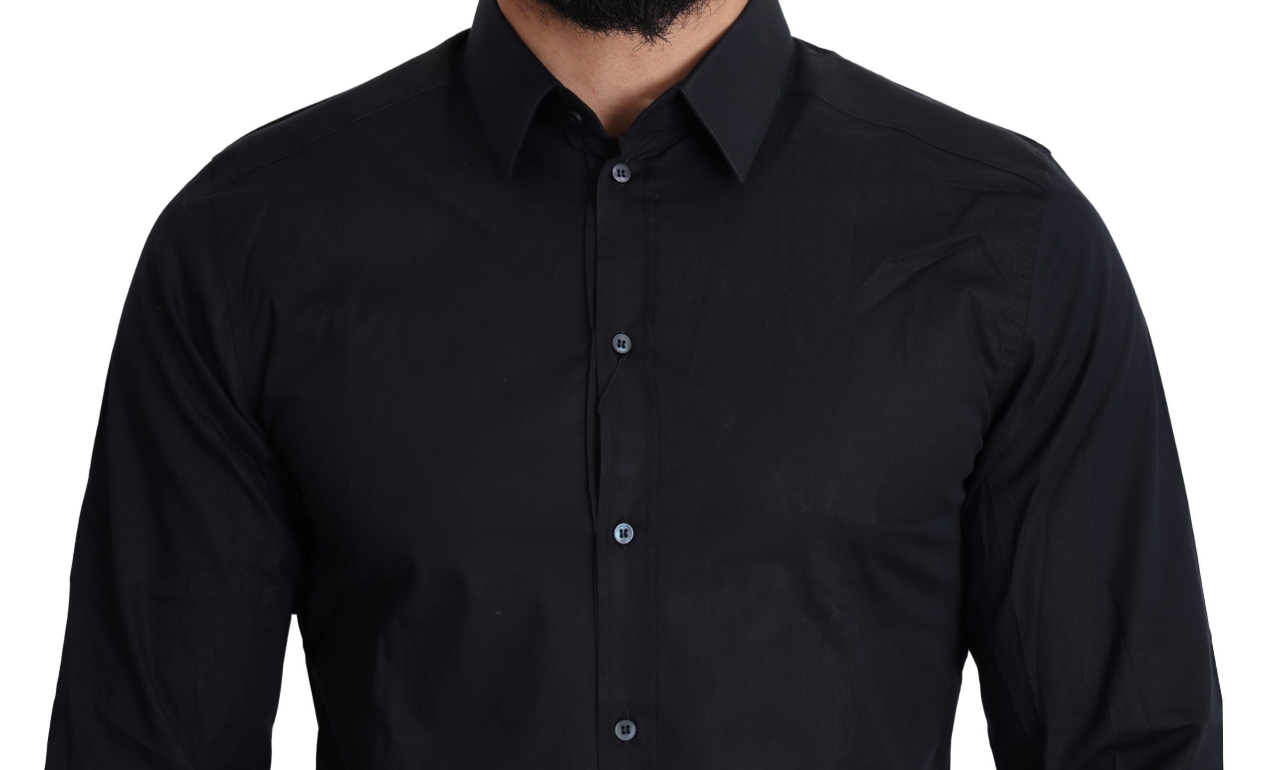 Dolce & Gabbana Blue Cotton Formal GOLD Dress Shirt