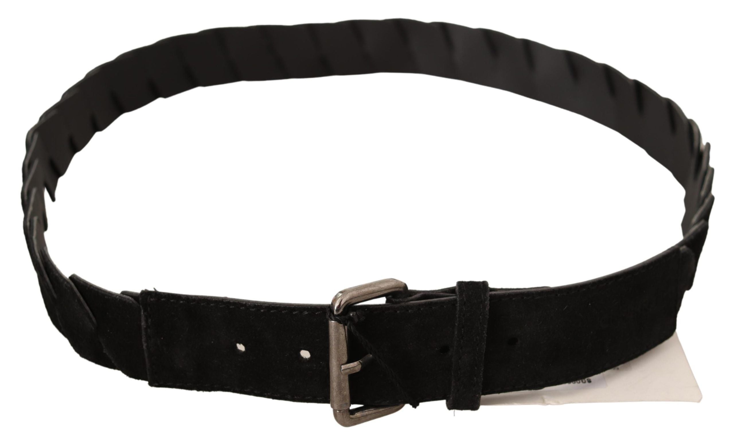 GF Ferre Black WX Silver Tone Buckle Waist Belt