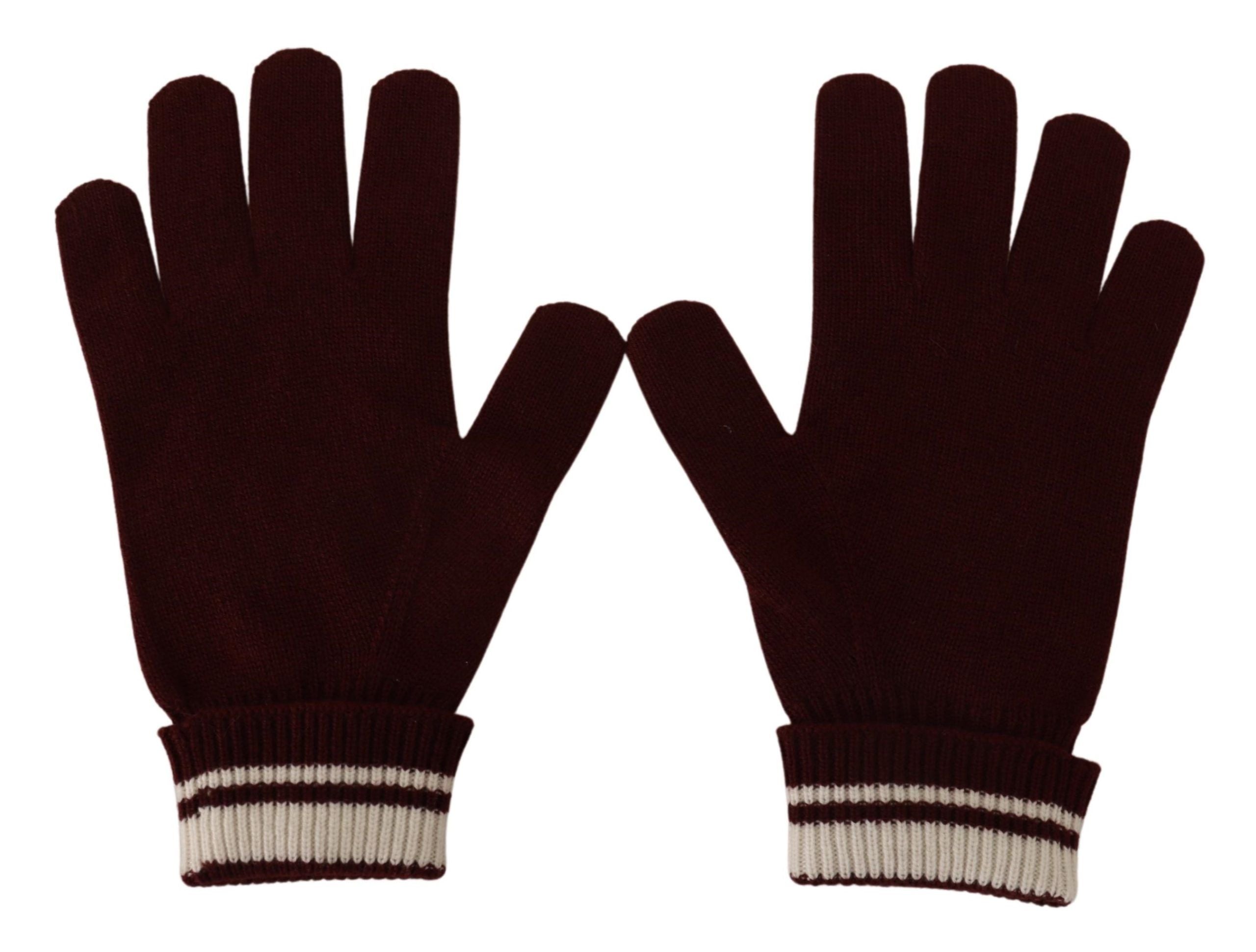 Dolce & Gabbana Red White D&G Logo Crown Cashmere Gloves