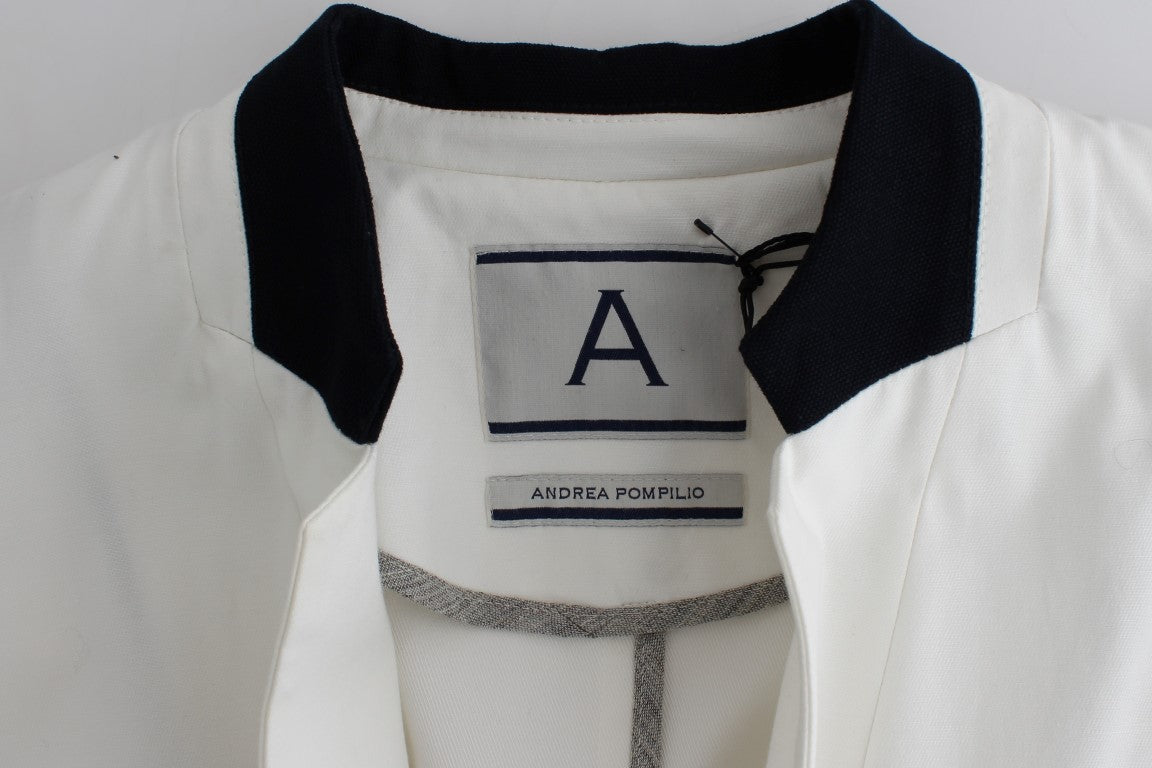Andrea Pompilio White Cotton Blend Oversized Blazer Jacket