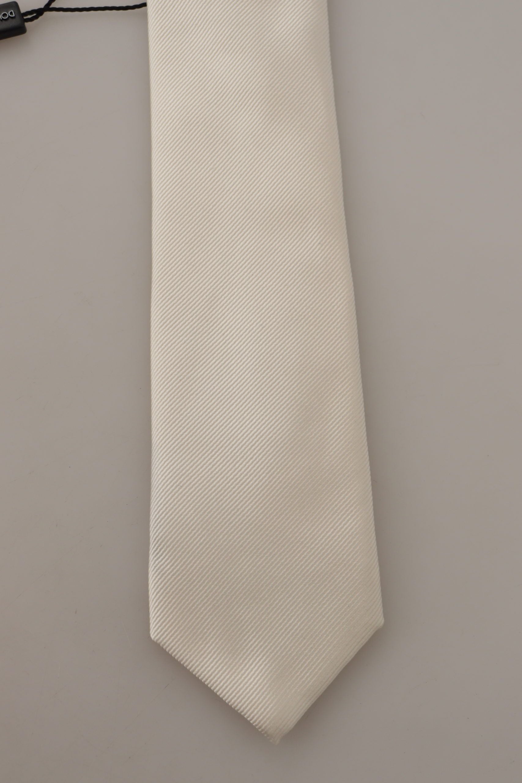 Dolce & Gabbana Off-White 100% Silk Slim Adjustable  Accessory Necktie