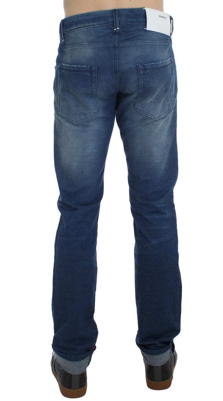 Acht Blue Wash Denim Cotton Stretch Slim Fit Jeans