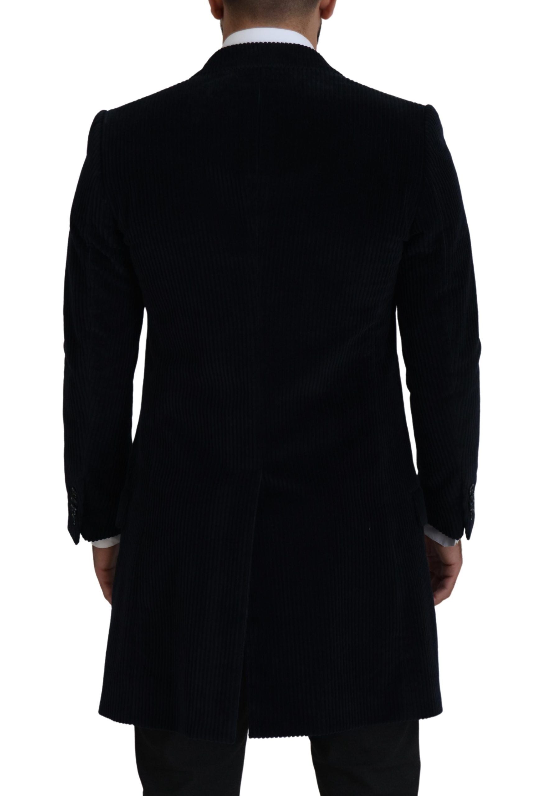 Dolce & Gabbana Black Cotton Cardigan Long Coat Men Jacket