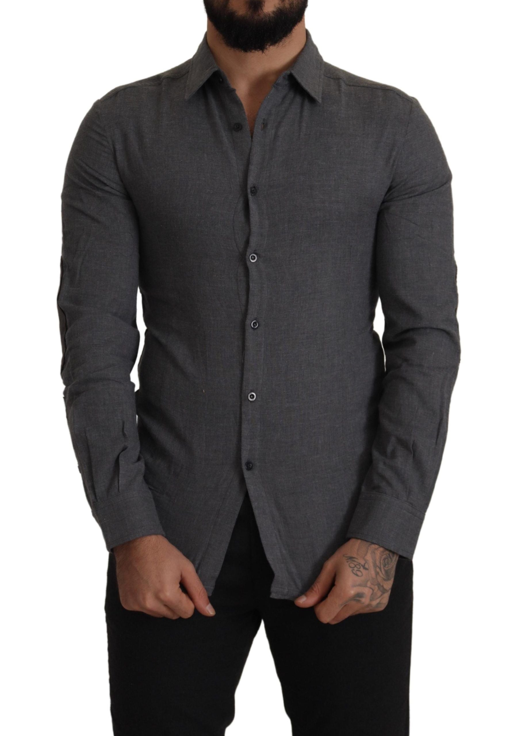 Costume National Dark Gray Cotton Casual Mens Shirt