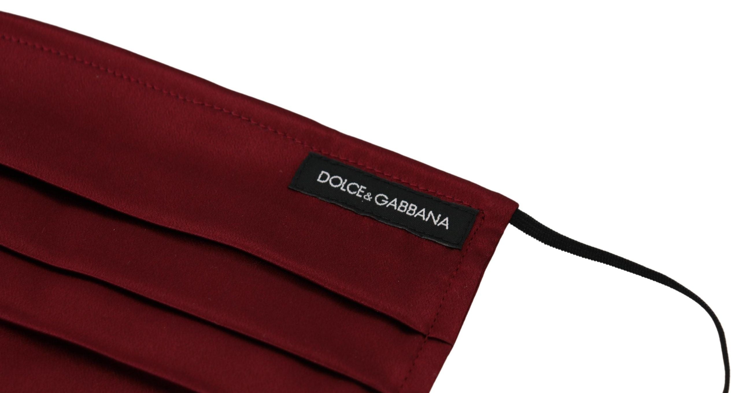 Dolce & Gabbana Maroon Silk Pleated Elastic Ear Strap One Size Face Mask