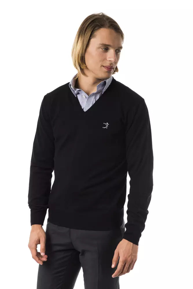 Uominitaliani Black Merino Men Sweater