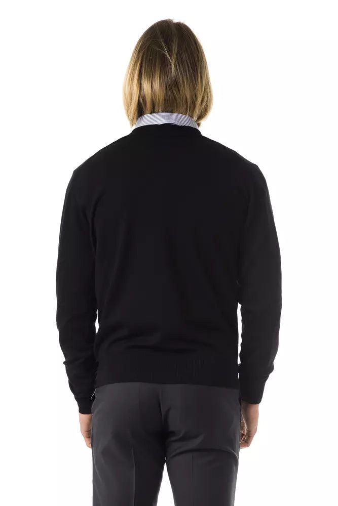 Uominitaliani Black Merino Men Sweater