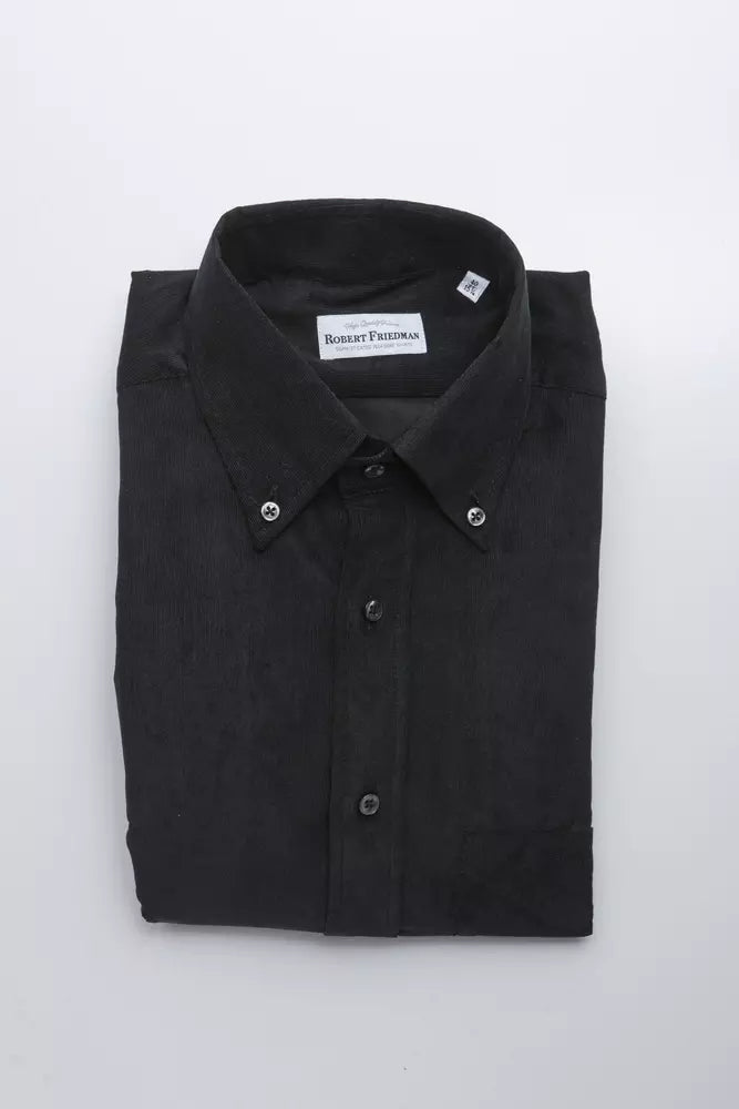 Robert Friedman Black Cotton Men Shirt