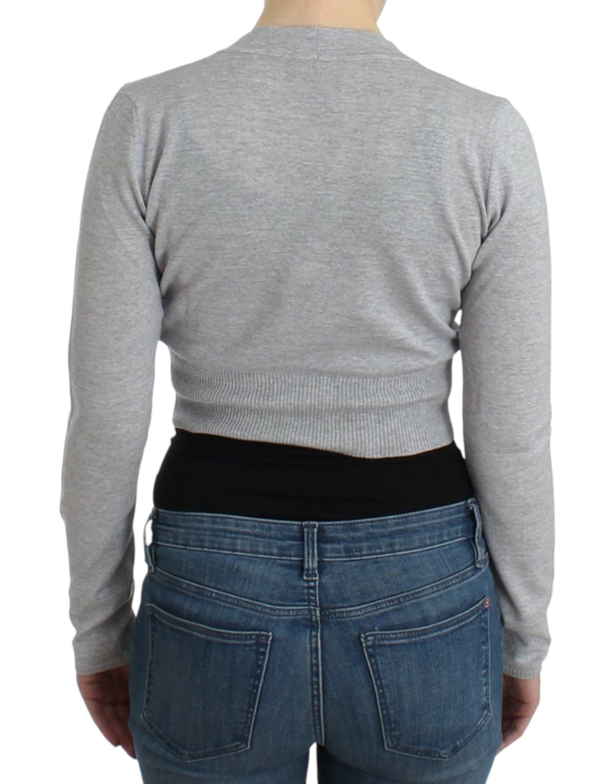 Cavalli Gray cropped wool cardigan
