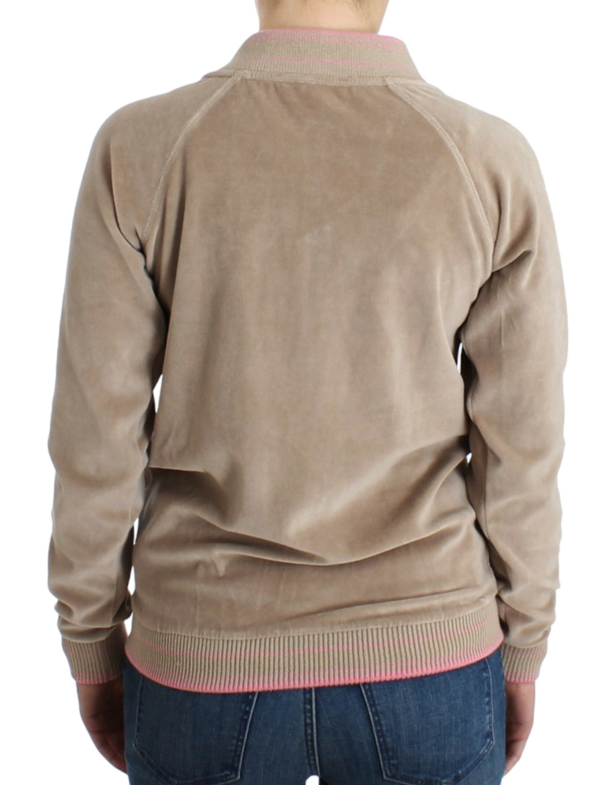 Cavalli Beige velvet zipup sweater