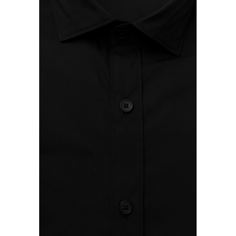 Bagutta Black Cotton Men Shirt with French Collar