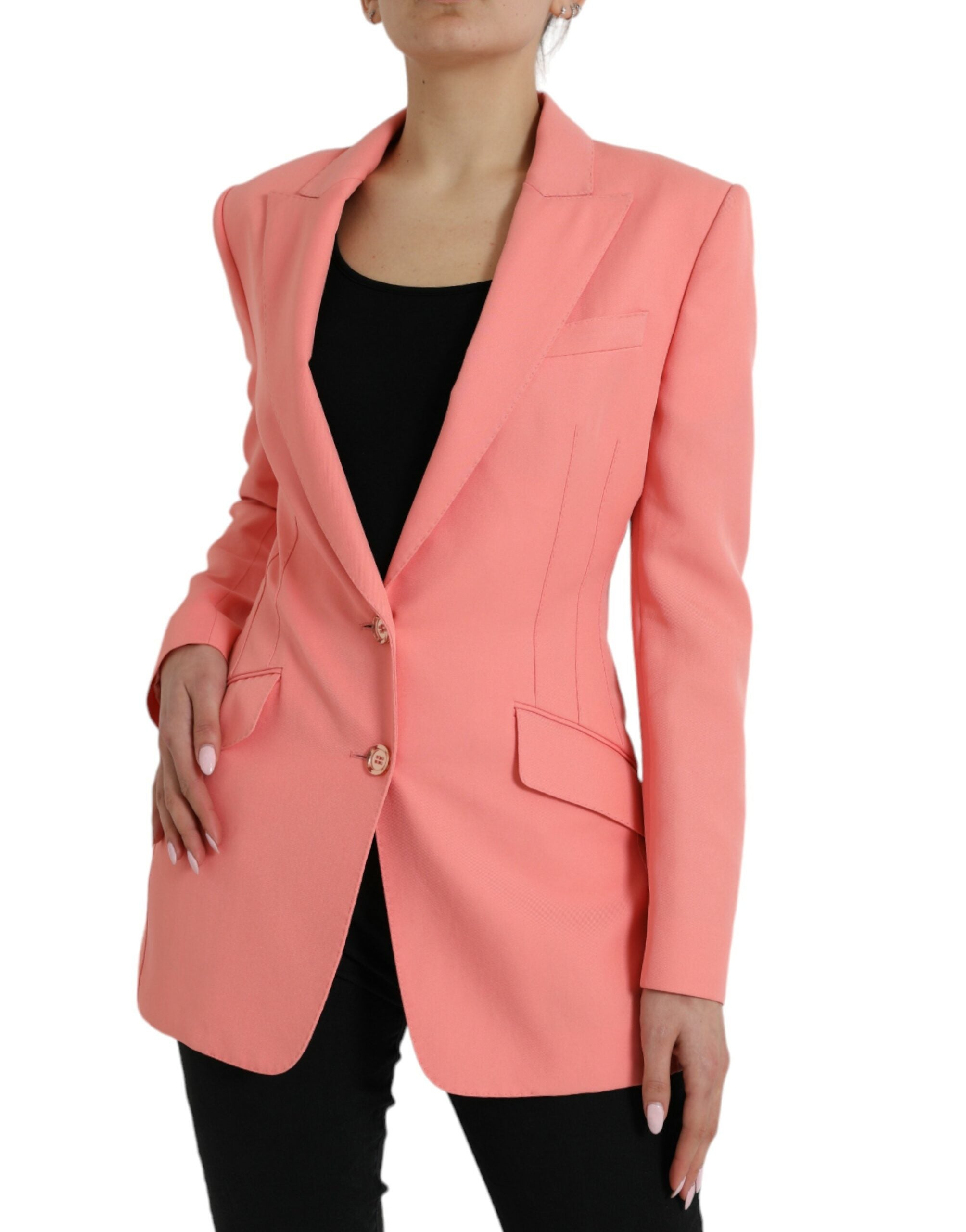 Dolce & Gabbana Pink Polyester Single Breasted Blazer Jacket
