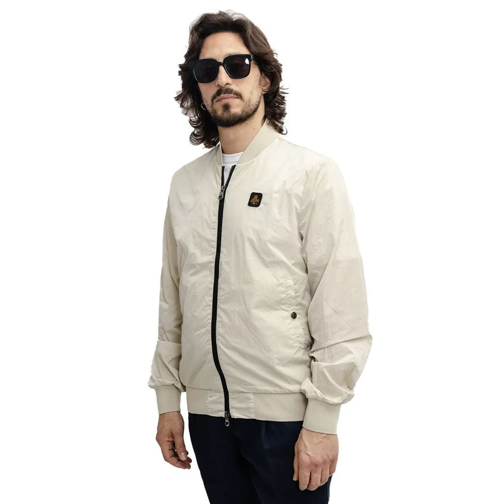 Refrigiwear Beige Nylon Men Bomber Jacket