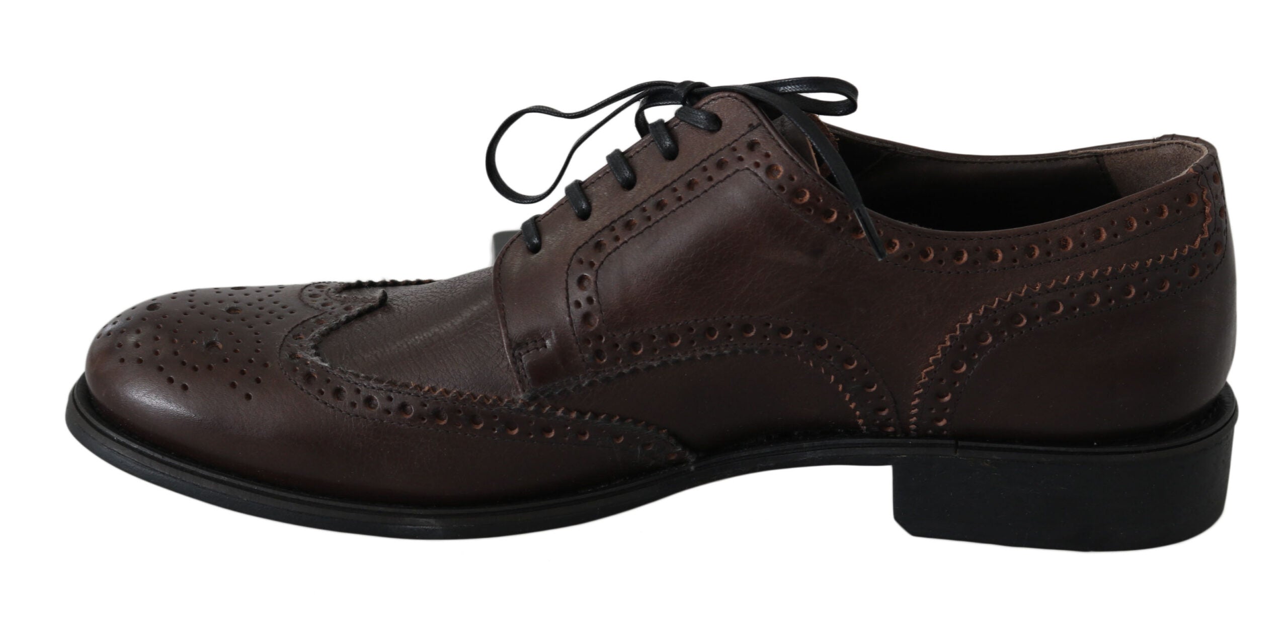 Dolce & Gabbana Brown Leather Brogue Derby Dress Shoes