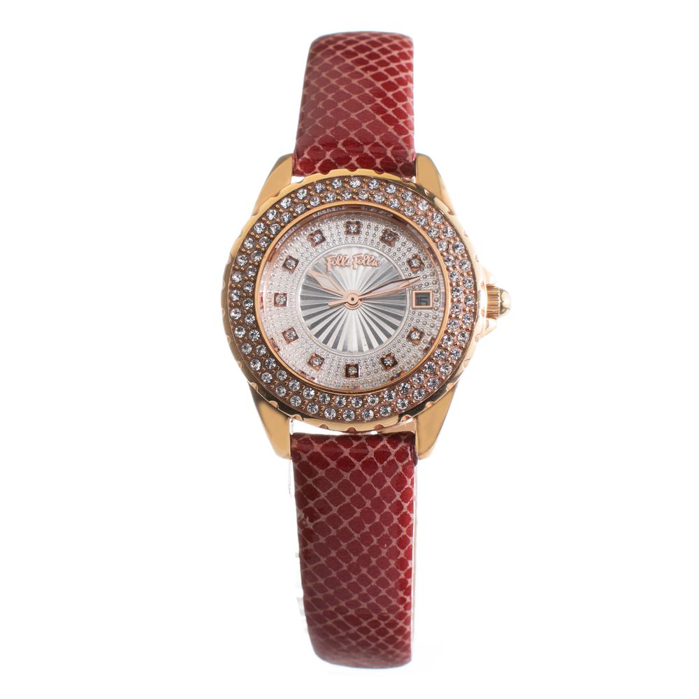 Folli Follie Red Leather Dress Watch