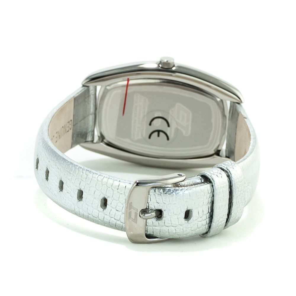 Chronotech Silver Leather Dress Watch