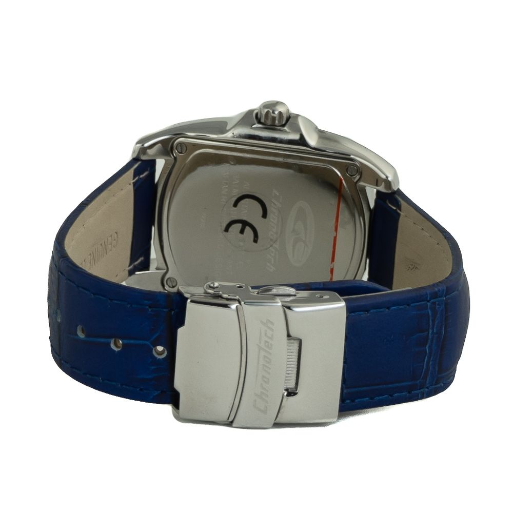 Chronotech Blue Leather Dress Watch