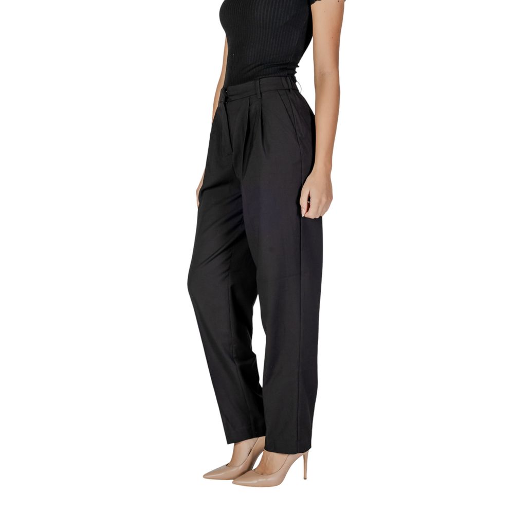 Vila Clothes Black Polyester Casual Pants