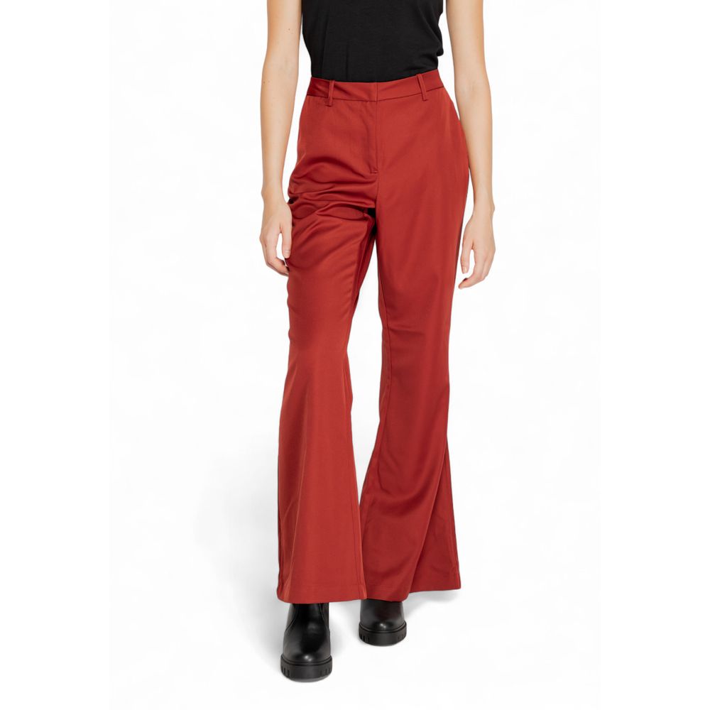 Vero Moda Red Polyester Flared Pants