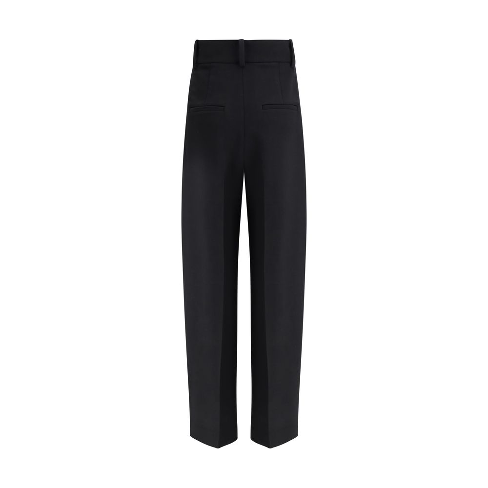 Khaite Black Viscose Casual Pants