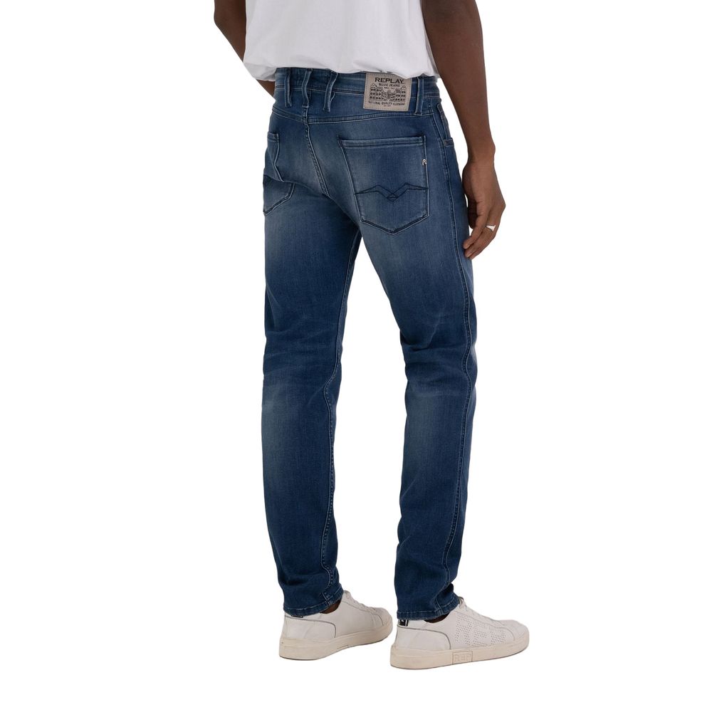 Replay Blue Cotton Straight-Leg Jeans
