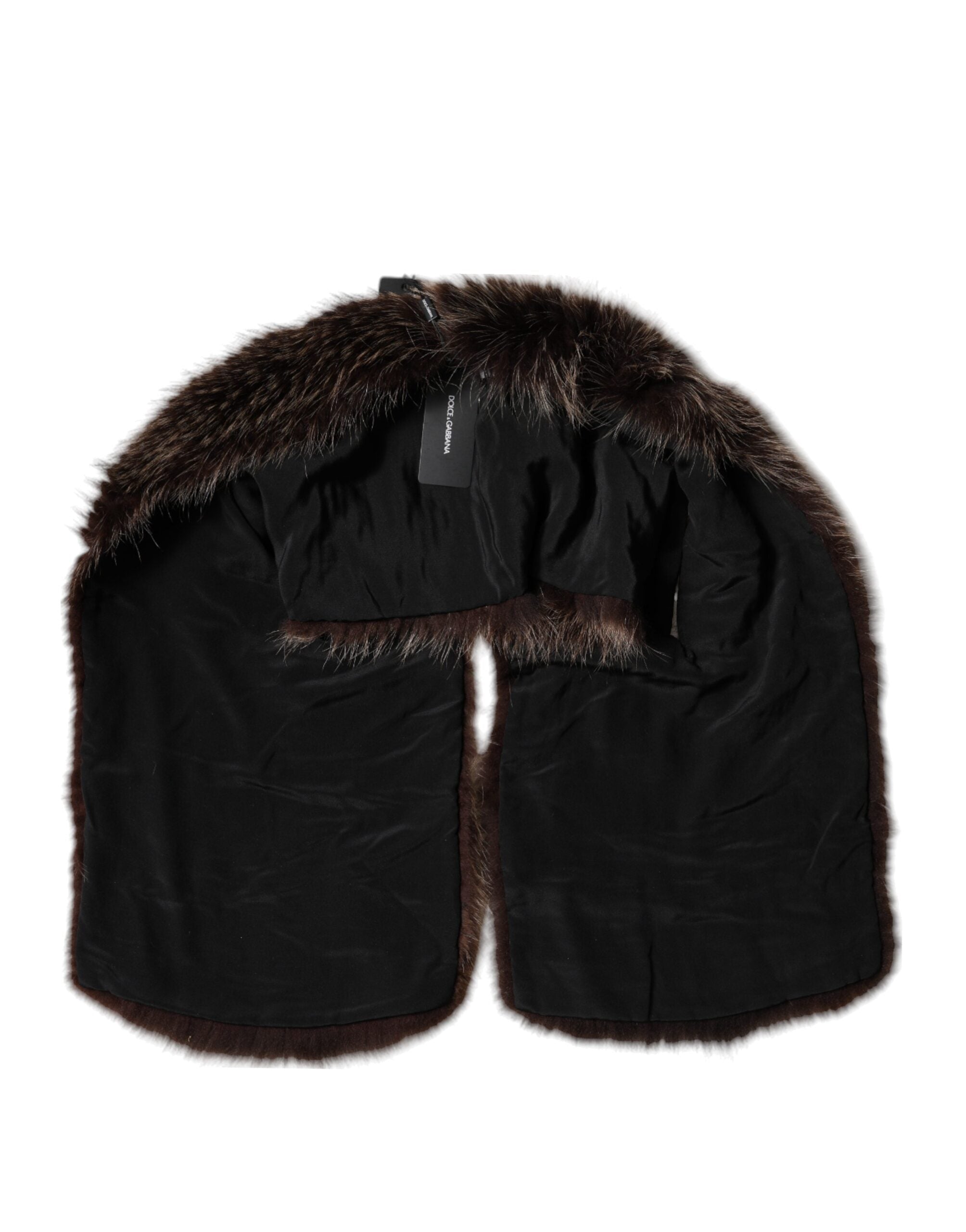 Dolce & Gabbana Brown Raccoon Fur Neck Warmer Winter Scarf