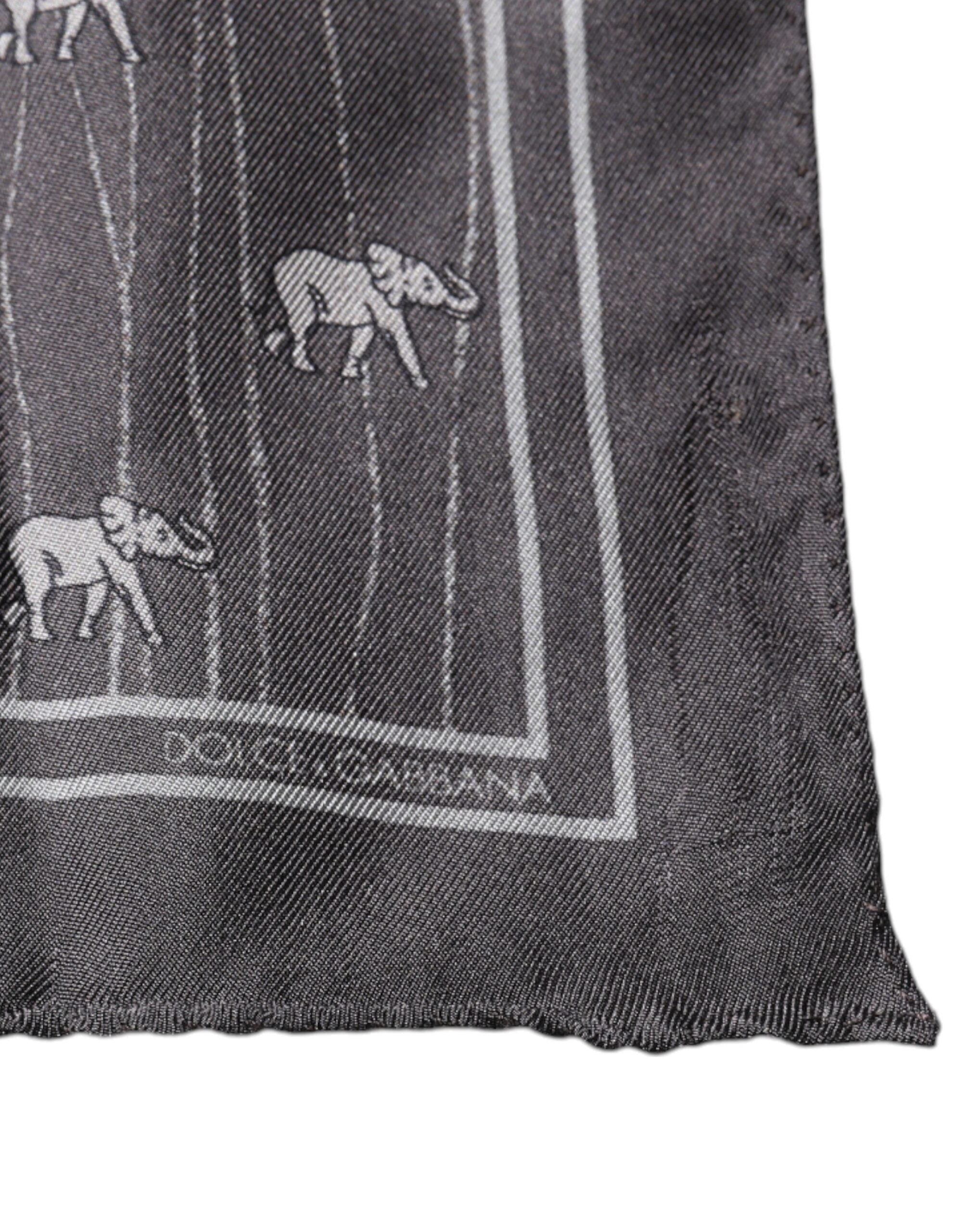 Dolce & Gabbana Brown Elephant Fantasy Handkerchief Scarf