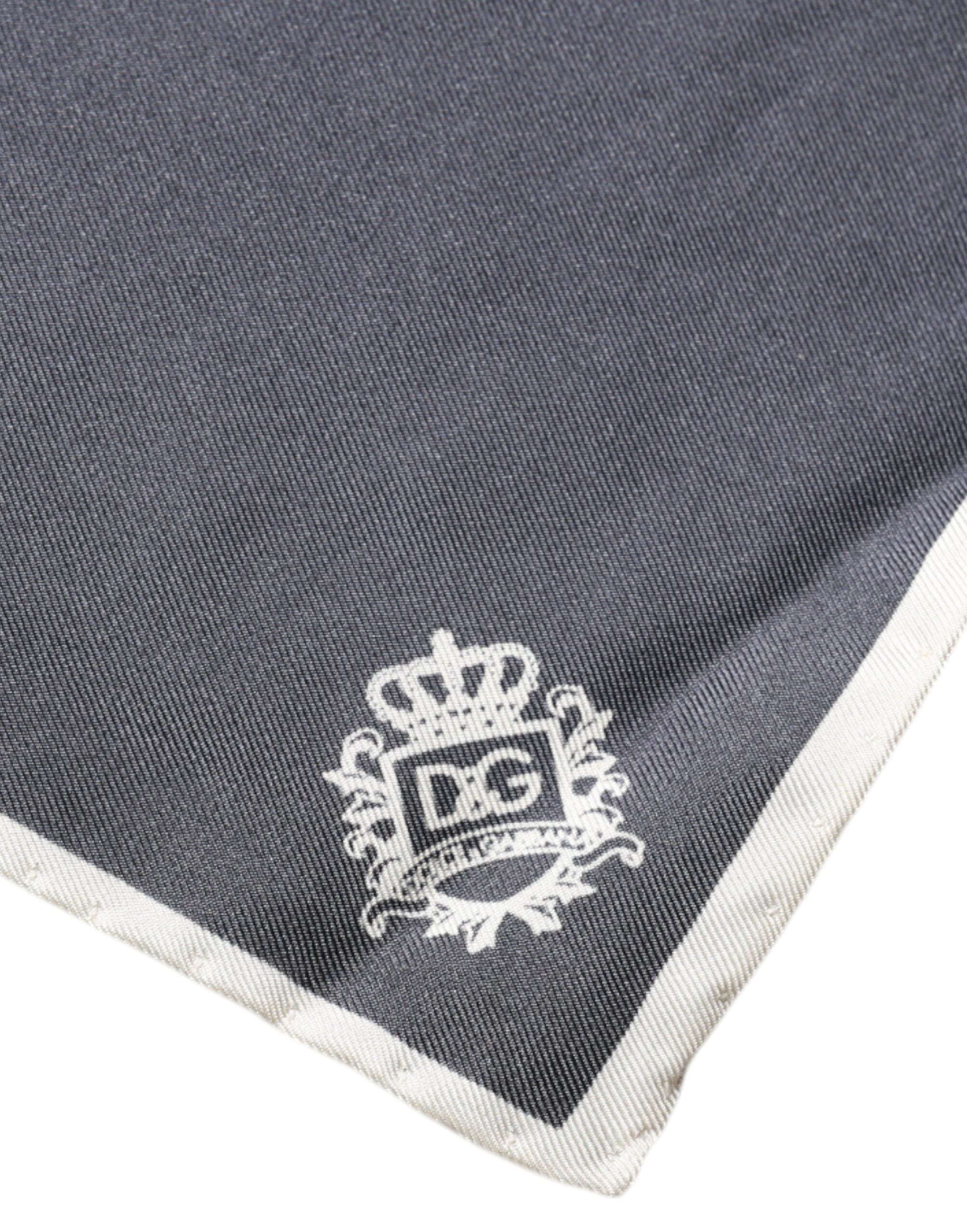 Dolce & Gabbana Gray Crown Logo Square Handkerchief Scarf