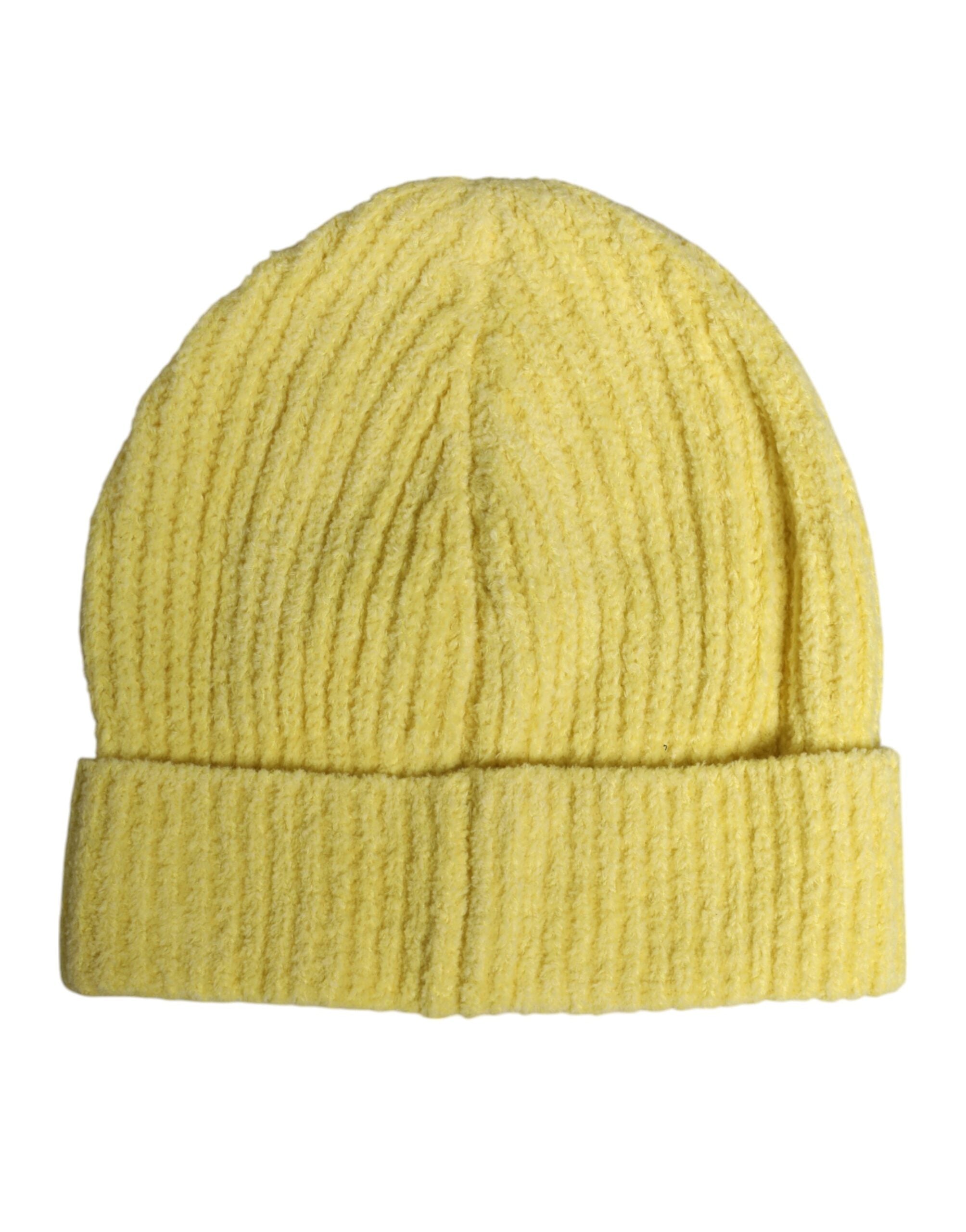 Dolce & Gabbana Yellow Cotton Knitted Winter Beanie Hat