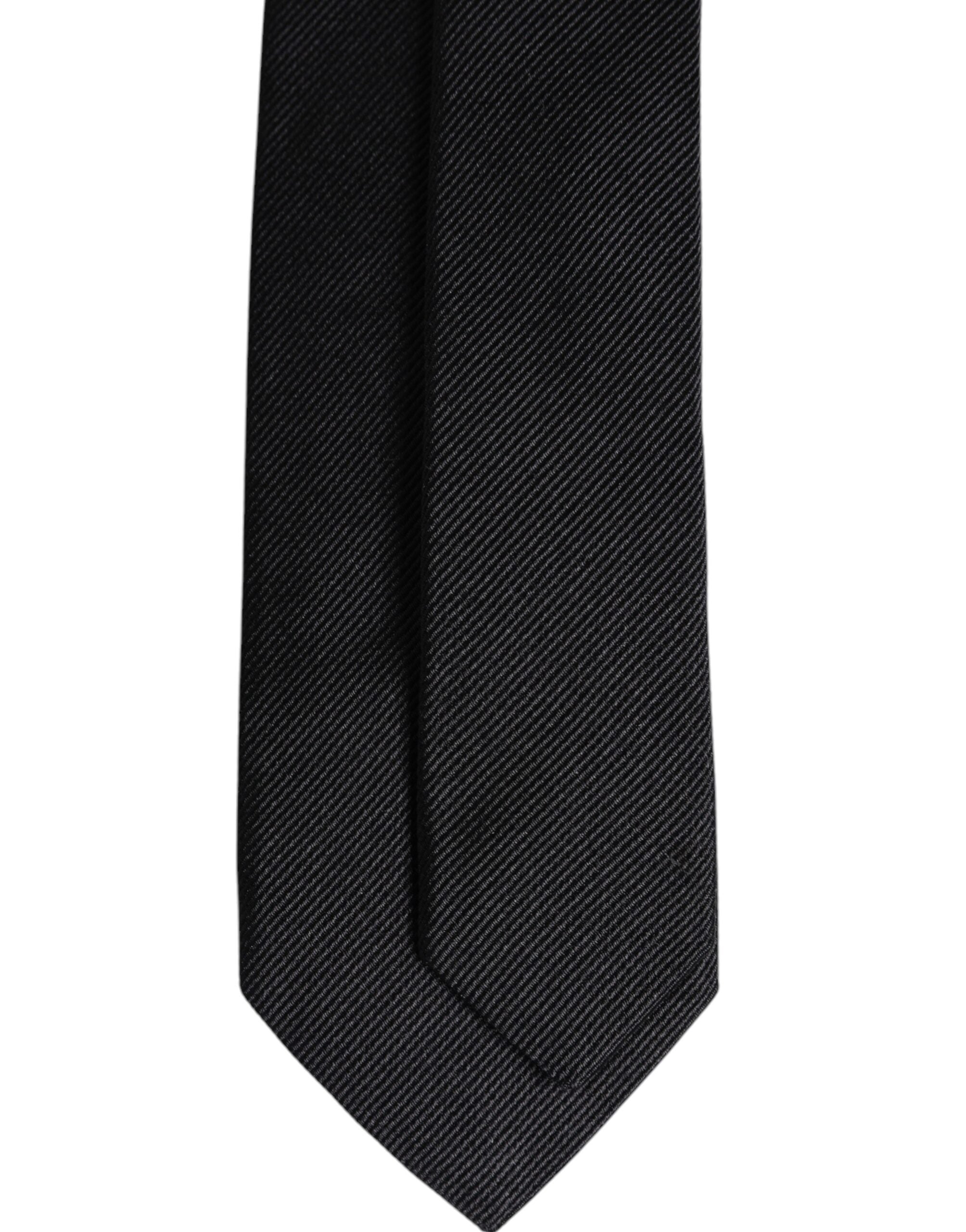 Dolce & Gabbana Black Solid Silk Adjustable Necktie Tie
