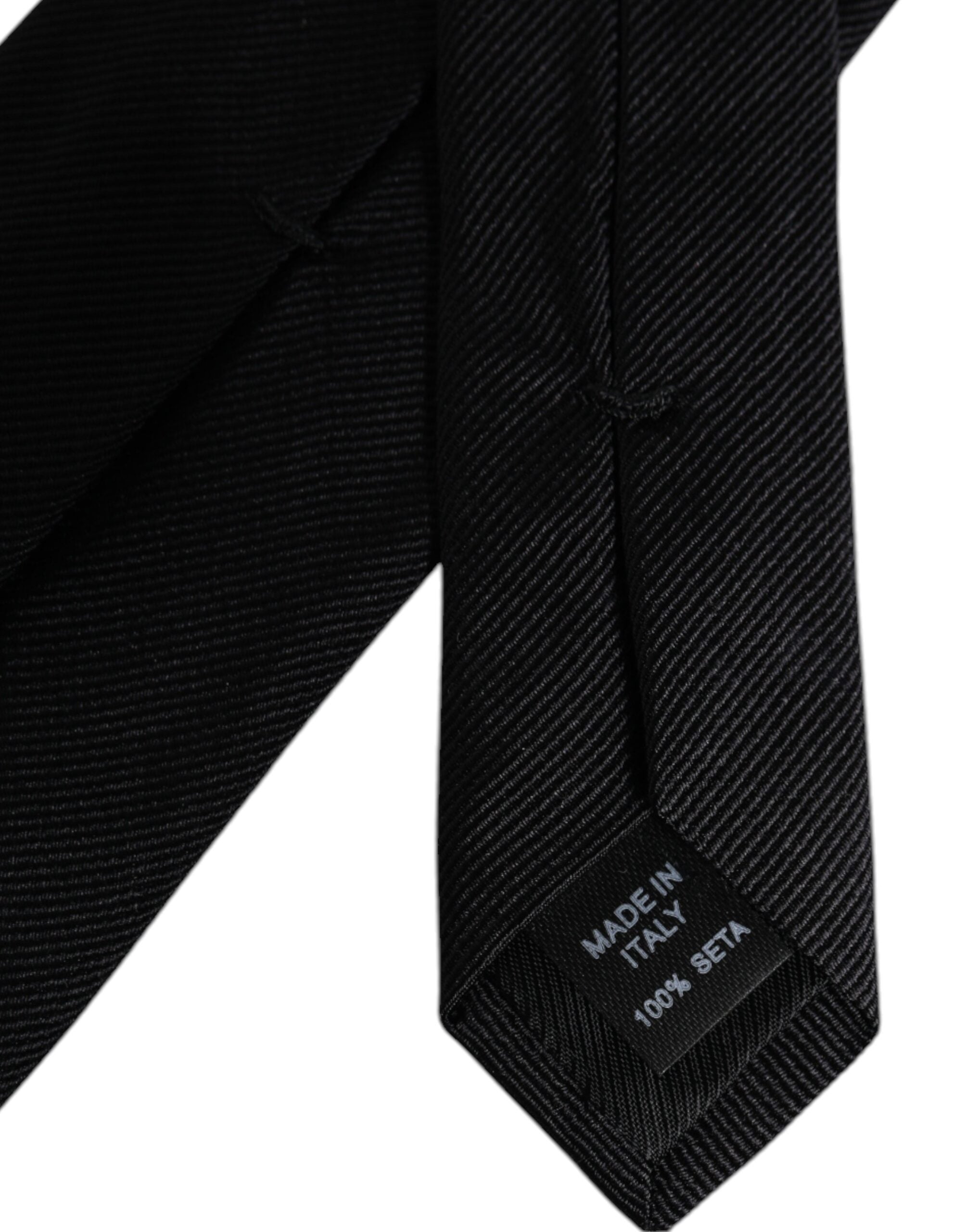 Dolce & Gabbana Black Solid Silk Adjustable Necktie Tie