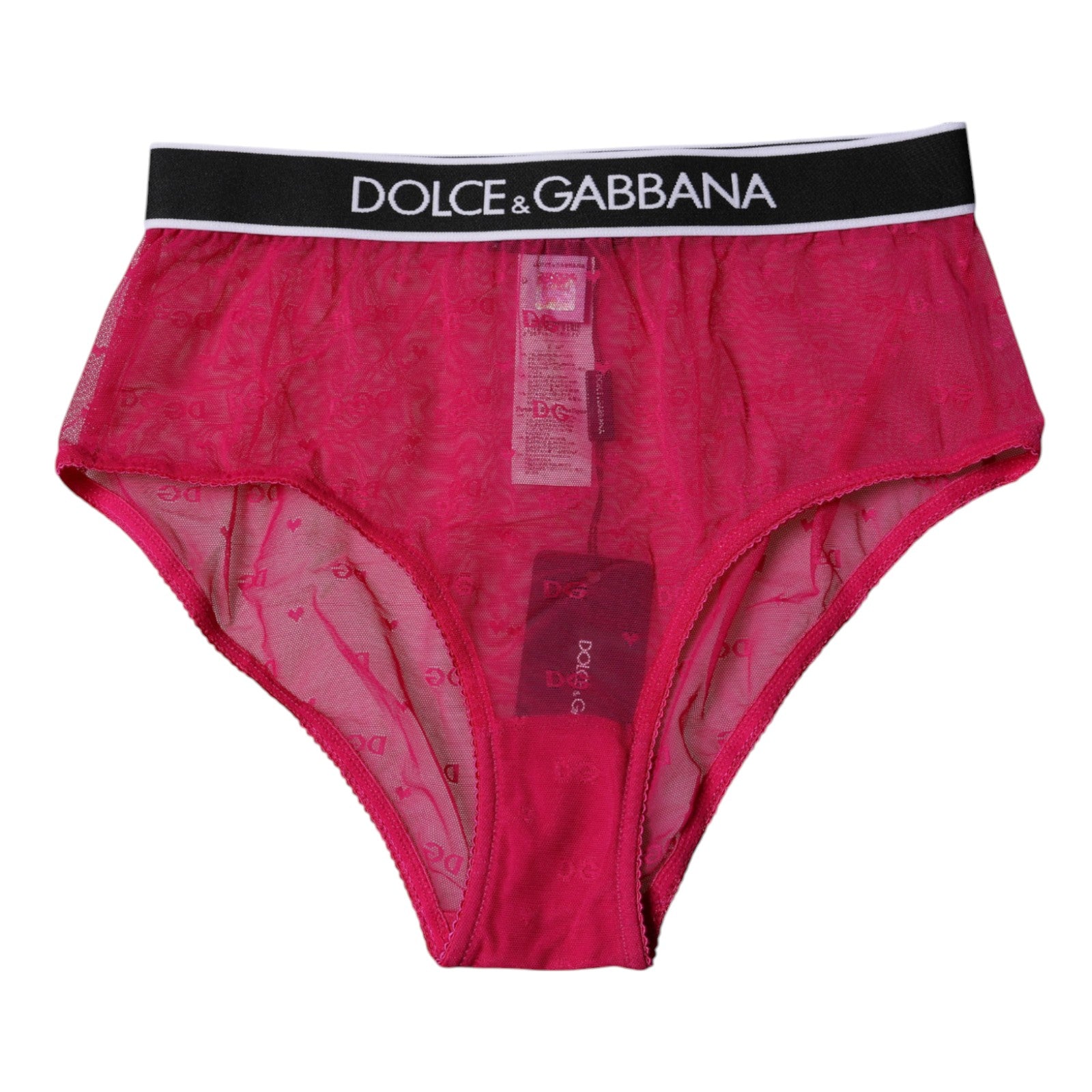 Dolce & Gabbana Fuchsia Tulle Nylon Mid Waist Panty Underwear