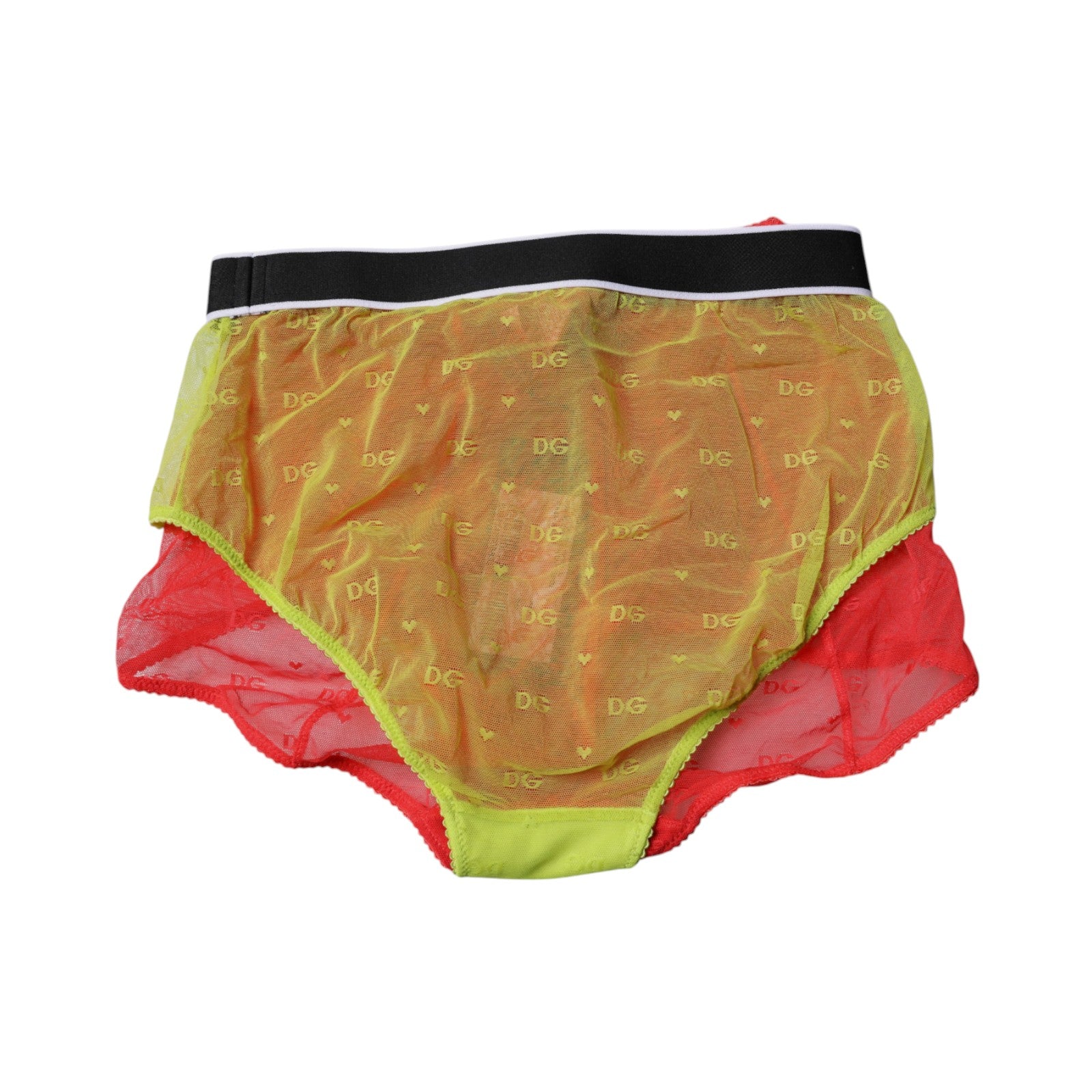 Dolce & Gabbana Red Yellow Tulle Mid Waist Panty Underwear